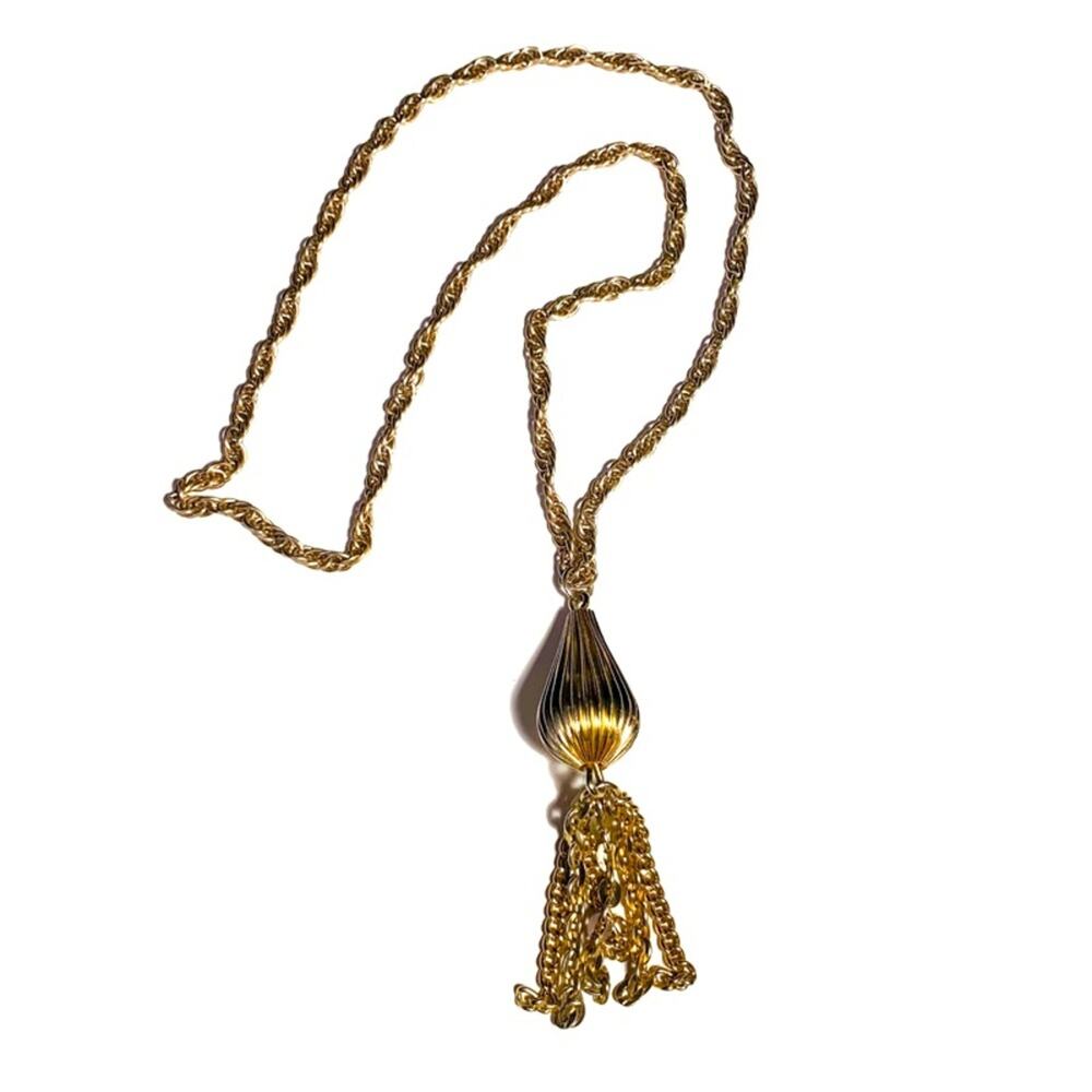 VINTAGE Tassel Necklace Gold & Silver Tone Light